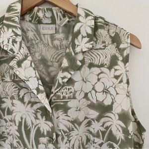ERIKA Tropical Sleeveless Hawaiian Shirt - Vintage Style, Size XL